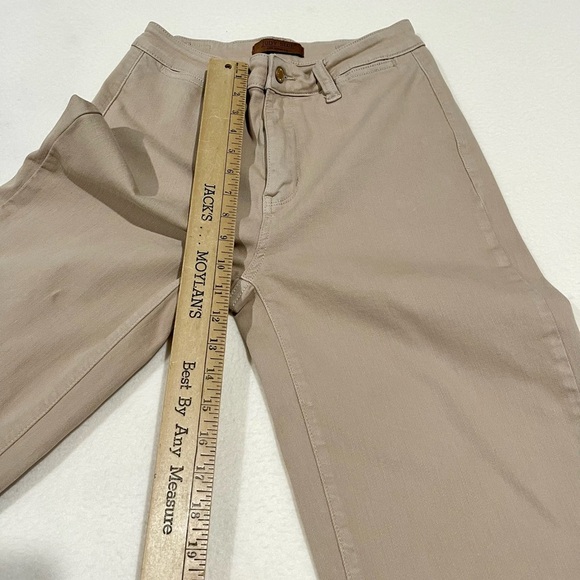 Judy Blue wide leg khaki jeans with a raw hem cropped high waist Size 7/28 comfy - Picture 9 of 11